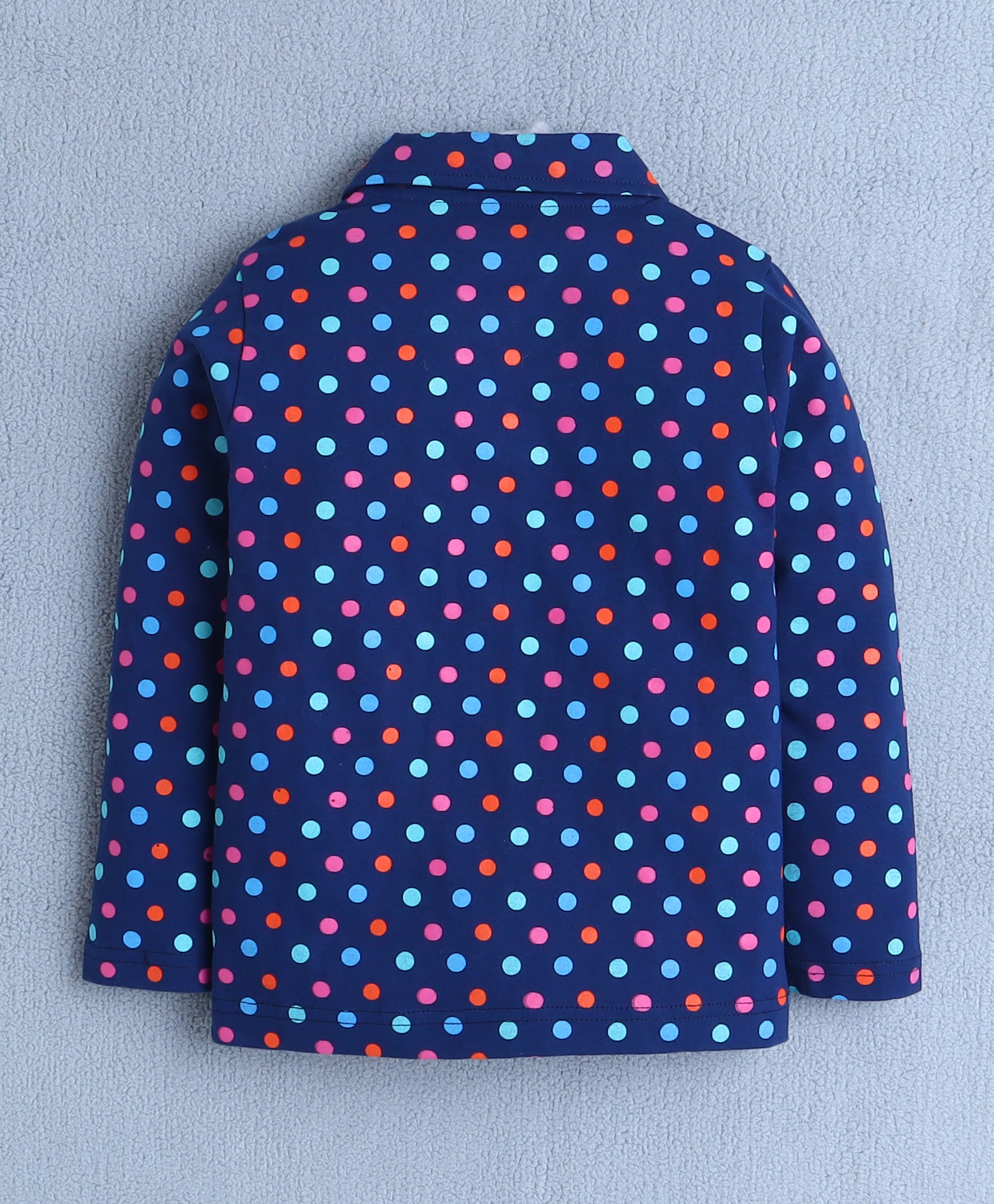 Girls 100% Cotton Polka Dots Nightsuit - Navy