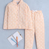 Girls 100% Cotton Bow Tie Nightsuit - Peach