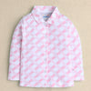 Girls 100% Cotton Checked Nightsuit - White & Pink