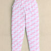 Girls 100% Cotton Checked Nightsuit - White & Pink