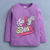 Girls 100% Cotton Triangle & Text T-Shirt & Pyjama Set - Lavender & Mutli