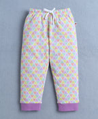 Bumzee Lavender & Mutli Graphic Print T-Shirt & Pyjama Set, Full Sleeves