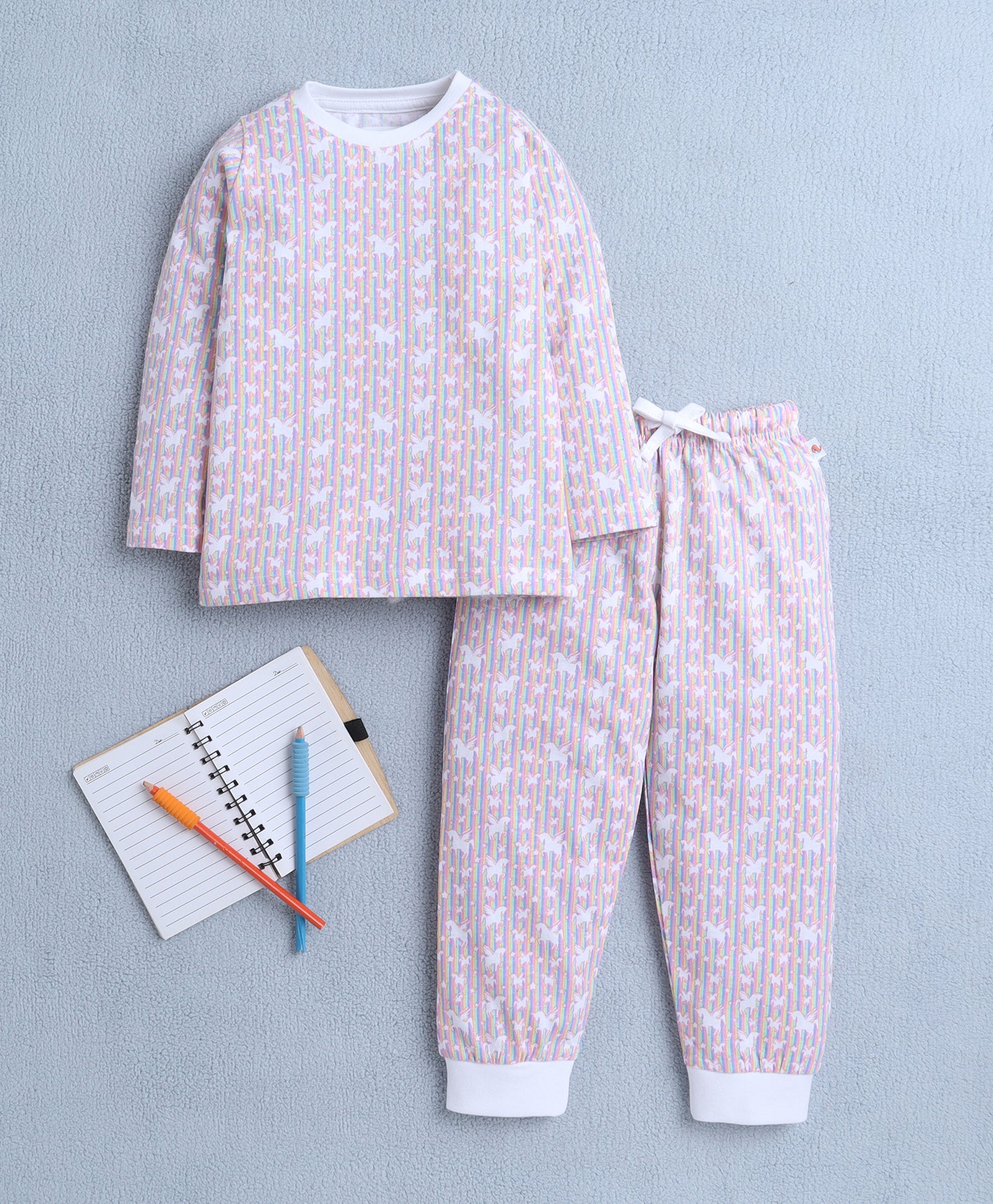 Girls 100% Cotton Unicorn T-Shirt & Pyjama Set - Multi