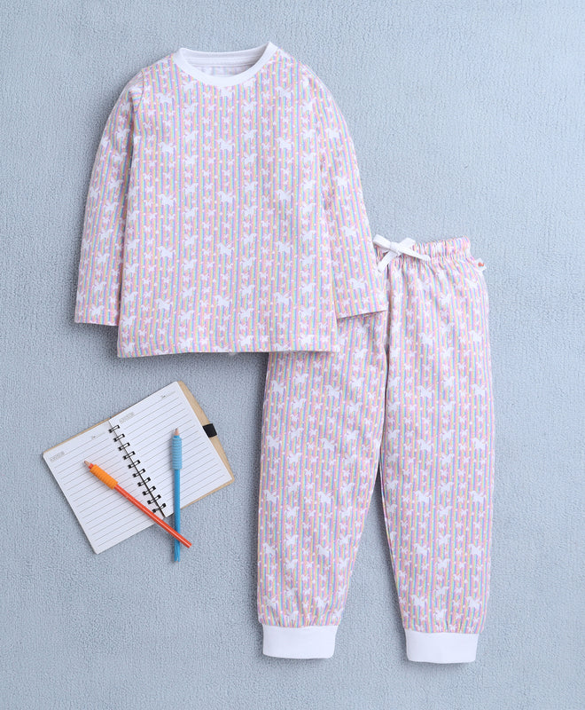 Girls 100% Cotton Unicorn T-Shirt & Pyjama Set - Multi