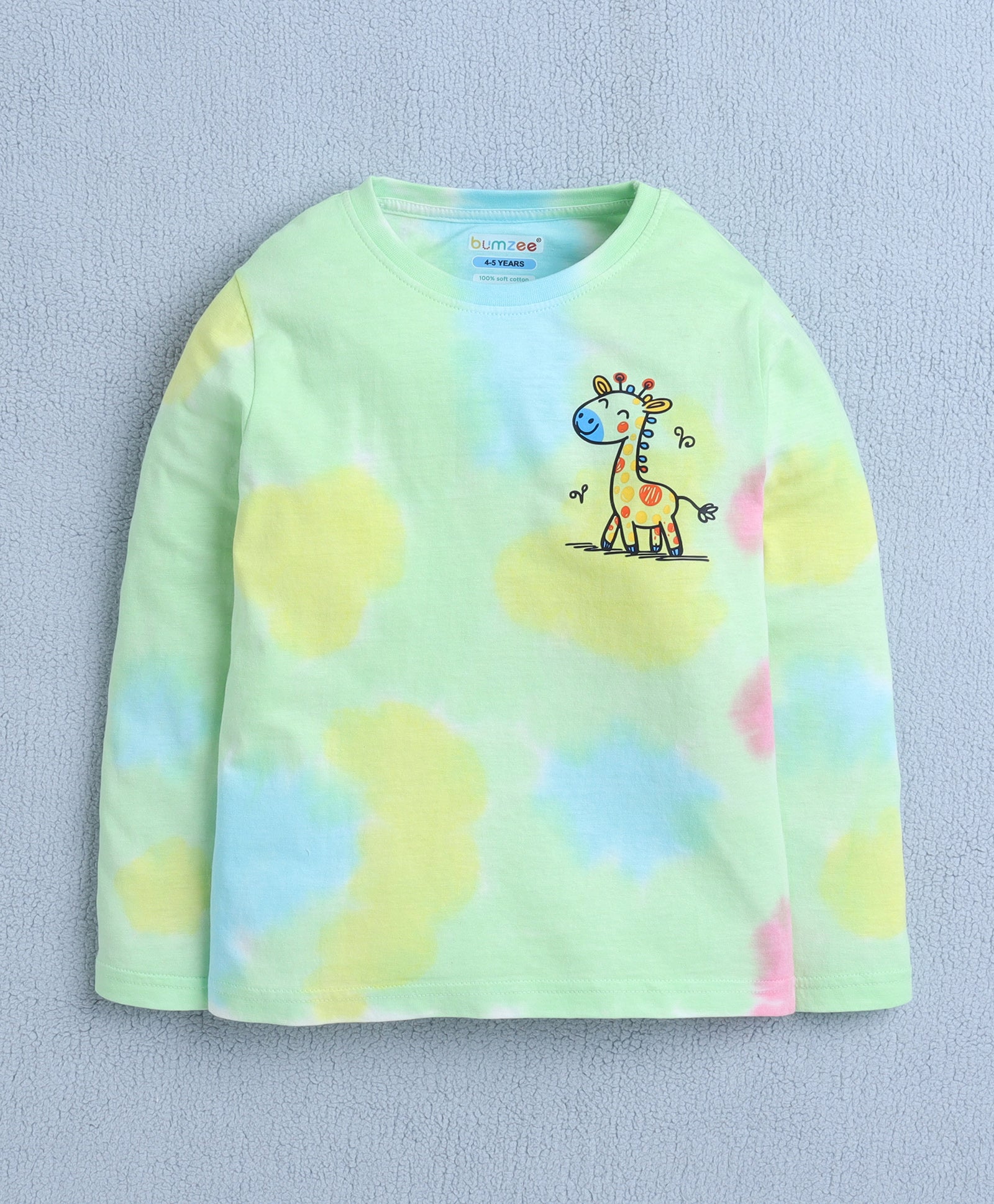 Girls 100% Cotton Tie & Dye And Giraffe T-Shirt & Pyjama Set - Multi