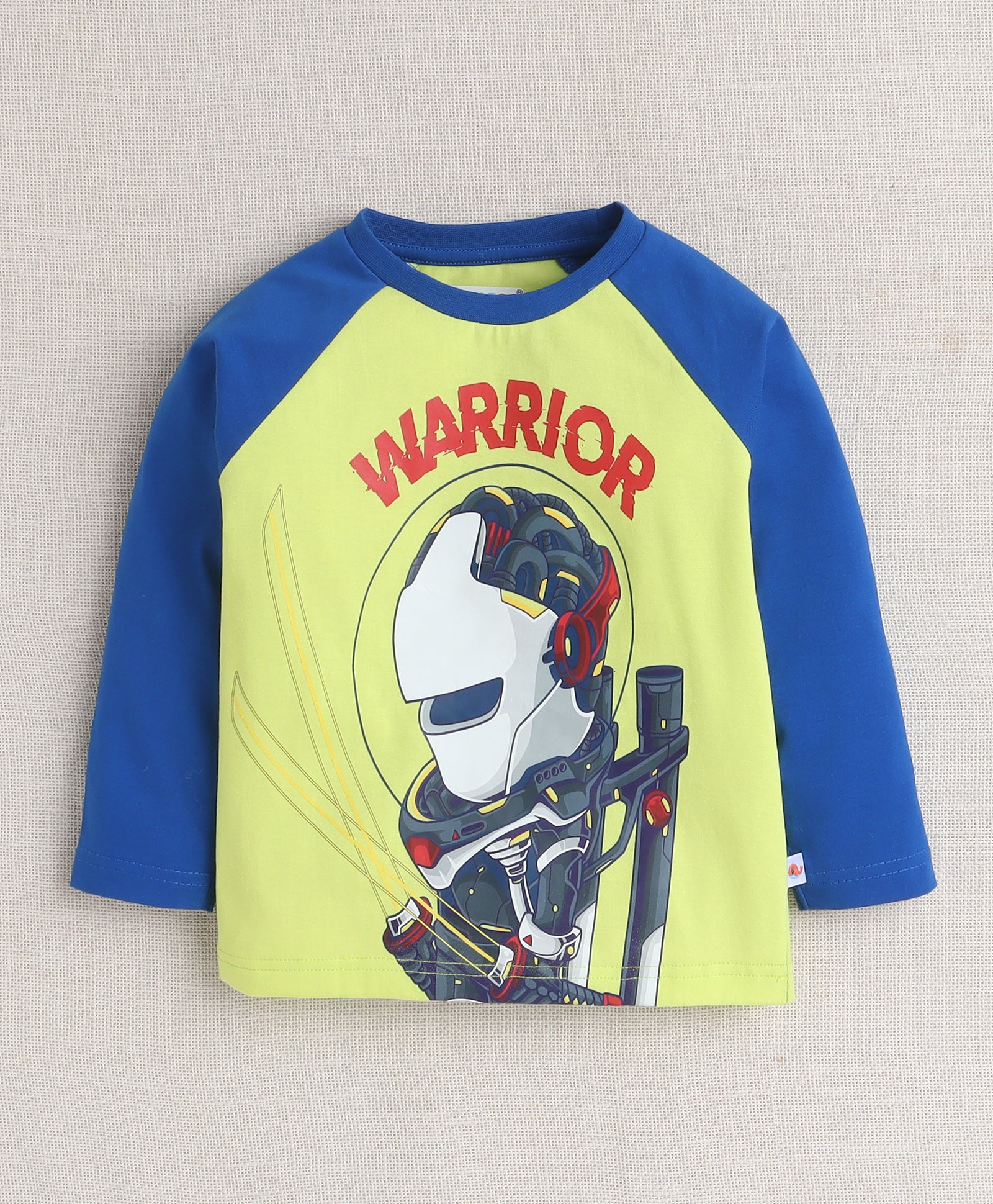 Boys 100% Cotton Striped & Warrior T-Shirt & Pyjama Set - Lime Green & Royal Blu