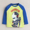 Boys 100% Cotton Striped & Warrior T-Shirt & Pyjama Set - Lime Green & Royal Blu