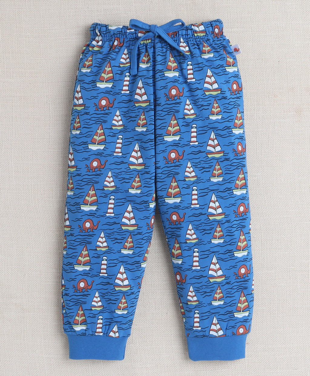 Bumzee Brick Red & Blue Graphic Print T-Shirt & Pyjama Set, Full Sleeves