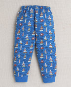 Bumzee Brick Red & Blue Graphic Print T-Shirt & Pyjama Set, Full Sleeves