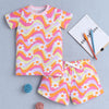 BUMZEE Multi Girls Half Sleeves T-Shirt & Short Set