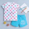 BUMZEE White & Blue Girls Half Sleeves T-Shirt & Short Set