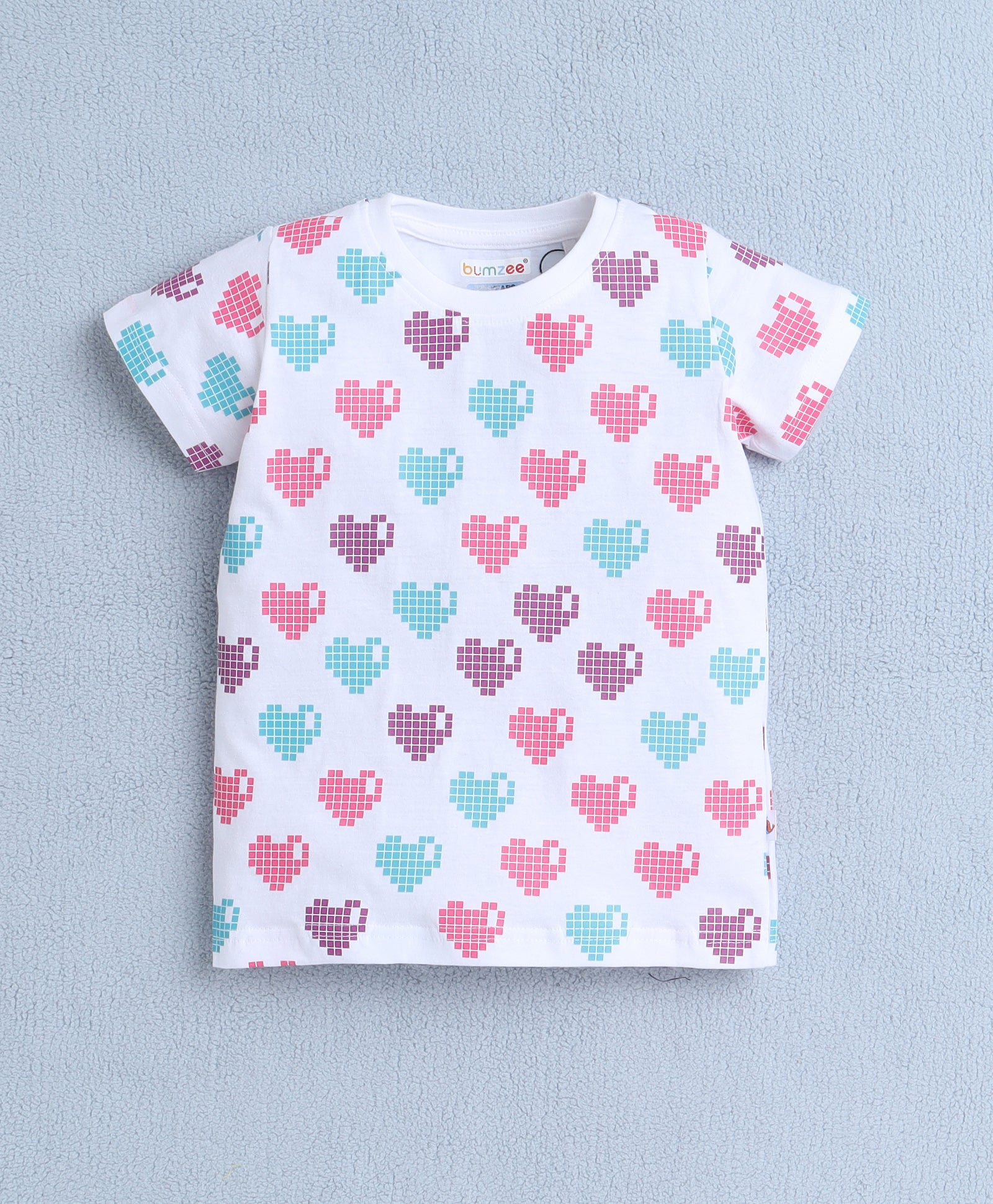 BUMZEE White & Blue Girls Half Sleeves T-Shirt & Short Set