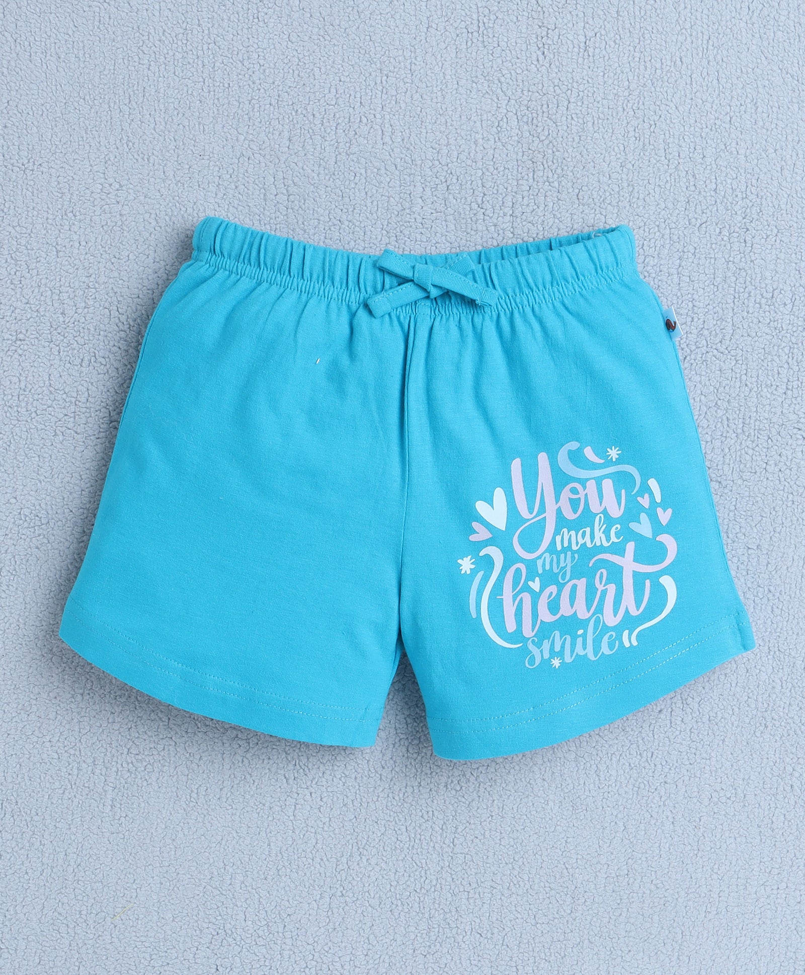 BUMZEE White & Blue Girls Half Sleeves T-Shirt & Short Set