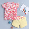 BUMZEE Pink & Yellow Girls Half Sleeves T-Shirt & Short Set