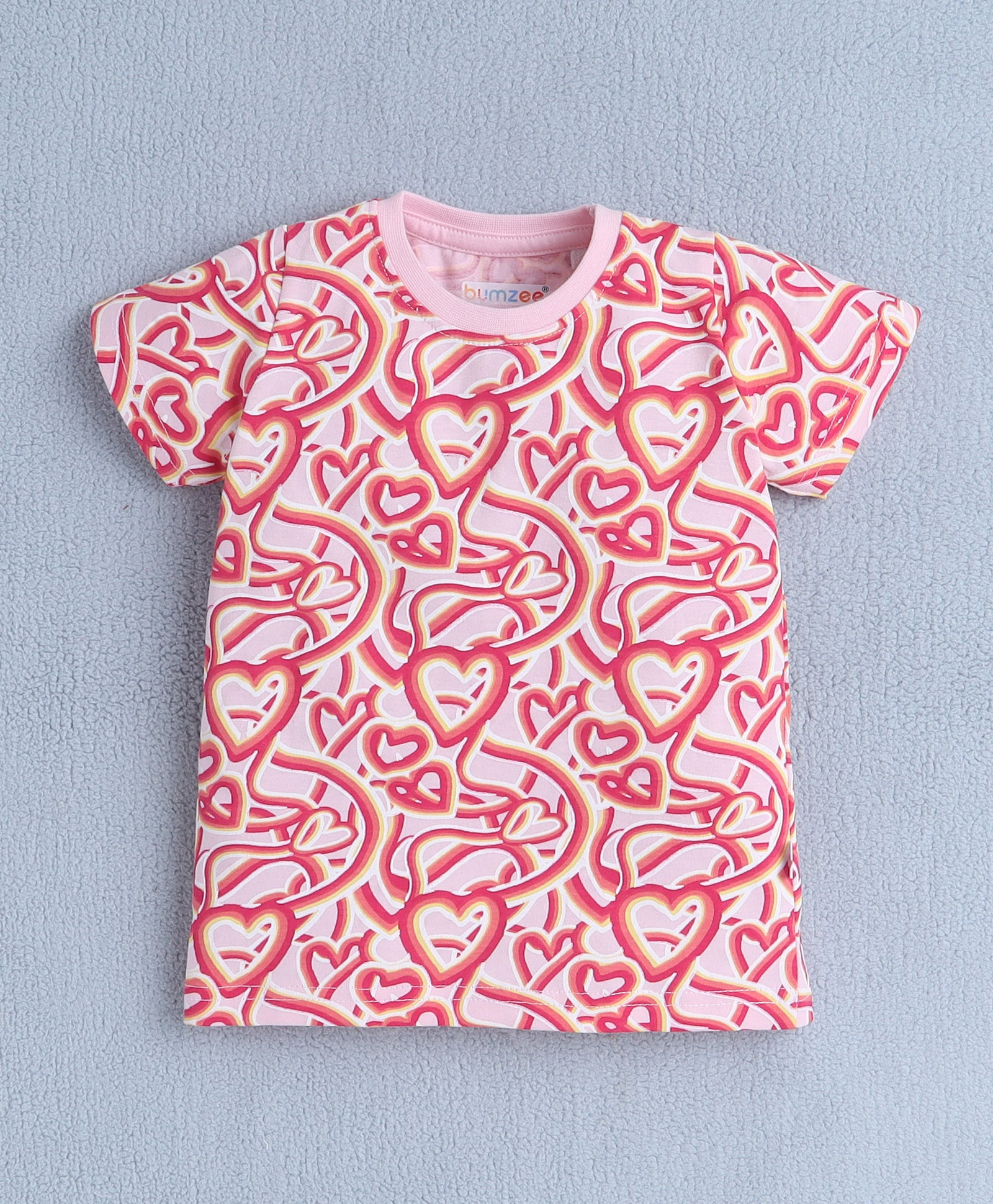 BUMZEE Pink & Yellow Girls Half Sleeves T-Shirt & Short Set