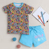 BUMZEE Multi & Blue Girls Half Sleeves T-Shirt & Short Set