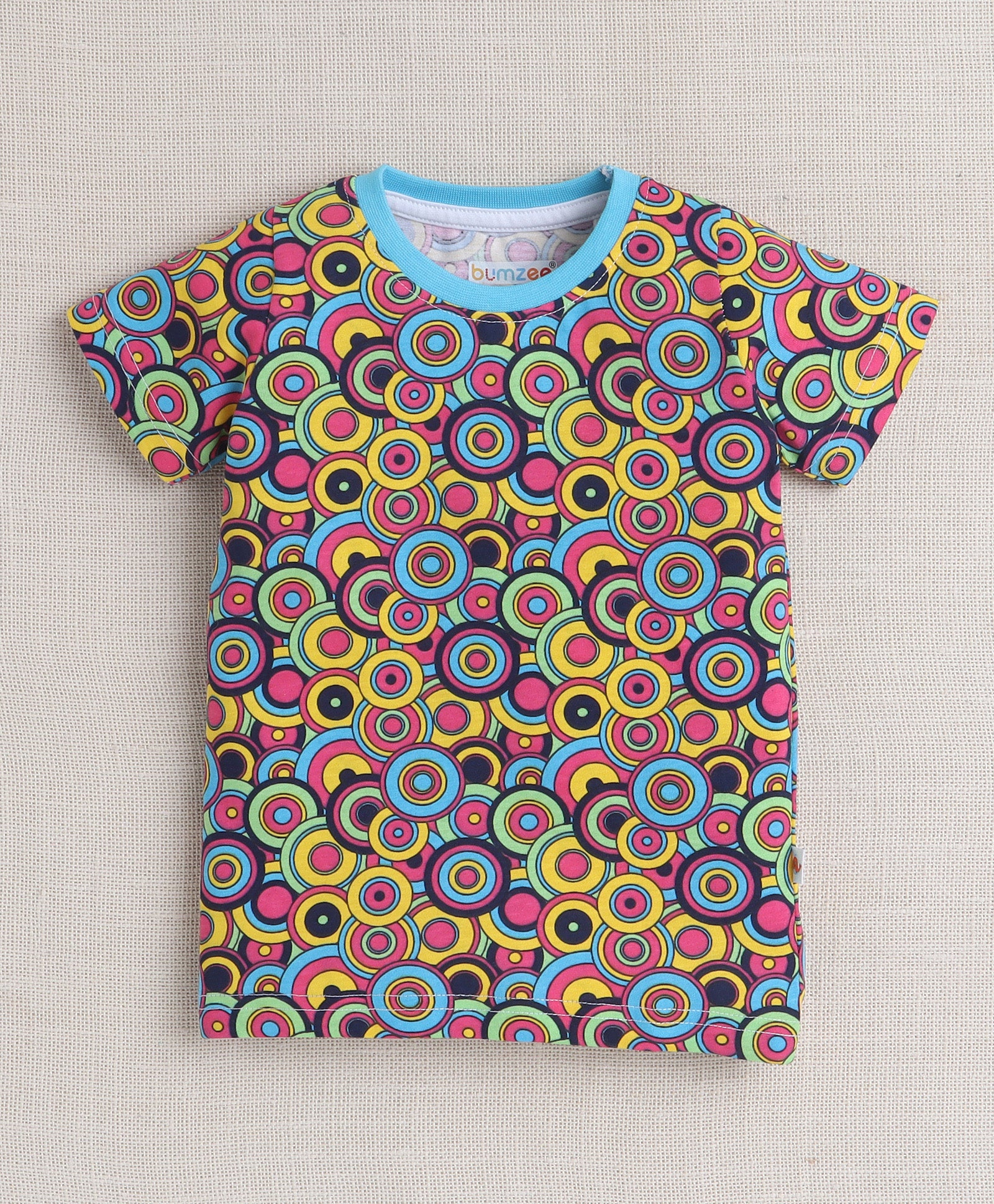 BUMZEE Multi & Blue Girls Half Sleeves T-Shirt & Short Set