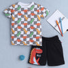 BUMZEE White & Black Boys Half Sleeves T-Shirt & Short Set