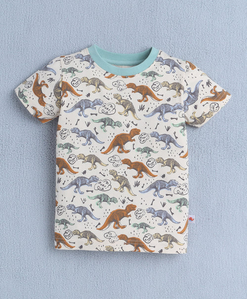 BUMZEE Beige Boys Half Sleeves T-Shirt & Short Set