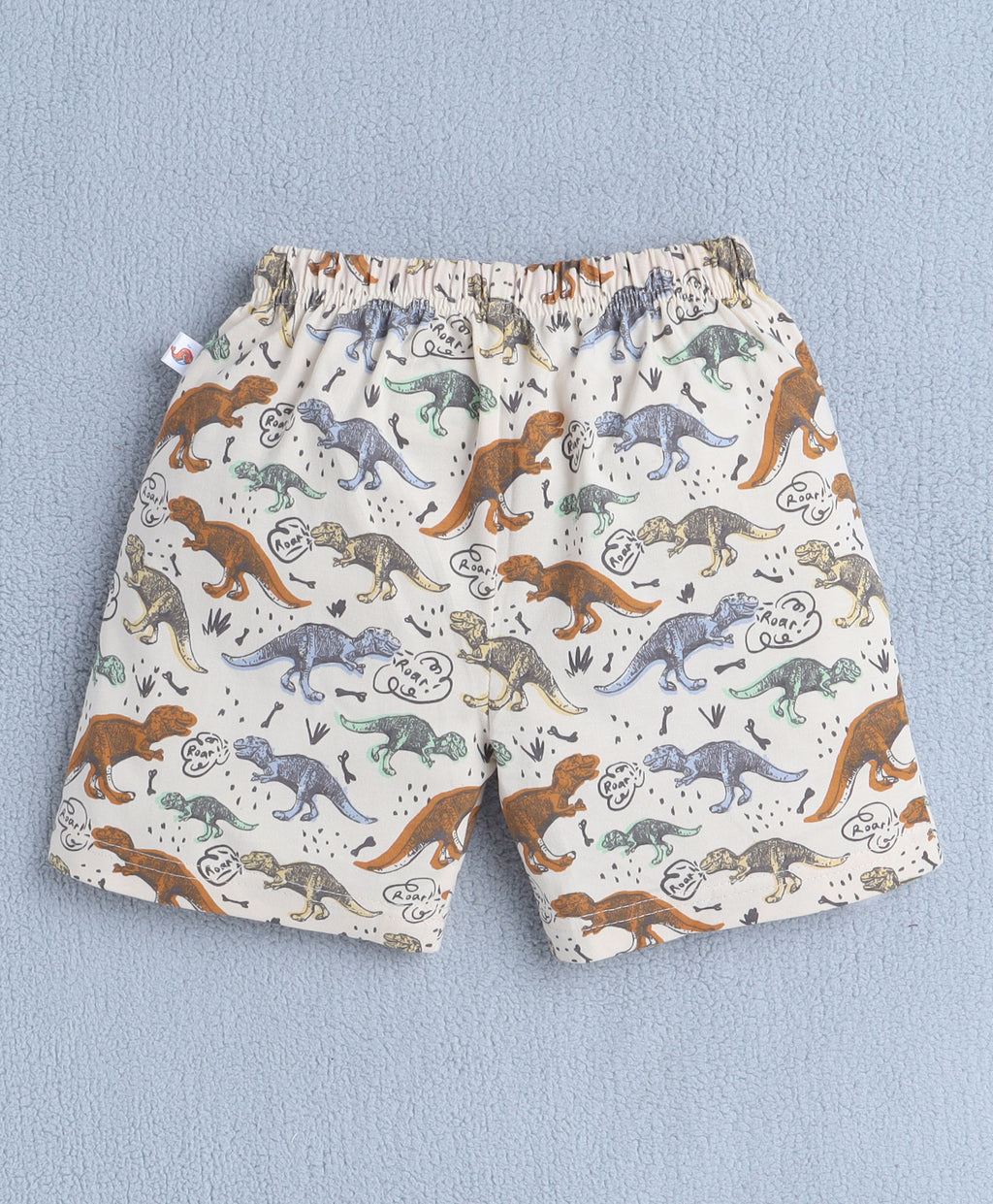 Bumzee Beige Animal Print T-Shirt & Short Set, Half Sleeves, 100% Cotton