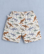 Bumzee Beige Animal Print T-Shirt & Short Set, Half Sleeves, 100% Cotton