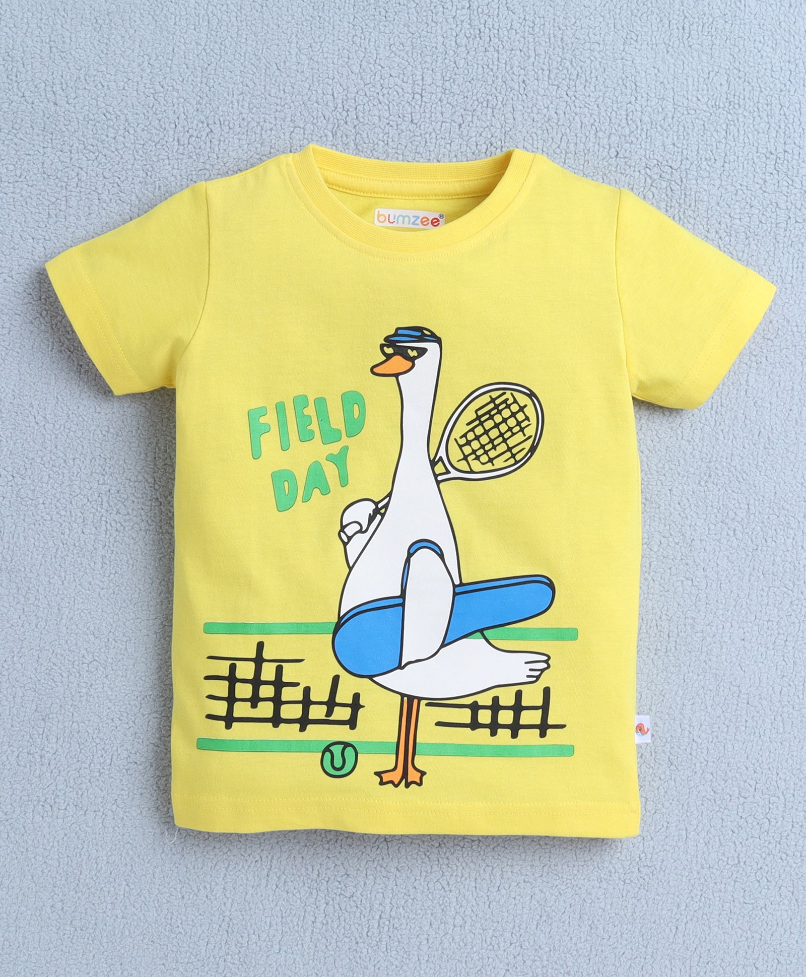 BUMZEE Yellow & Sky Blue Boys Half Sleeves T-Shirt & Short Set