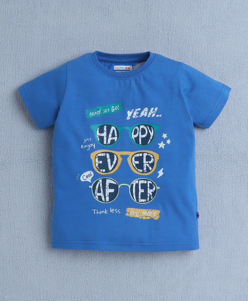 BUMZEE Blue & Green Boys Half Sleeves T-Shirt & Short Set