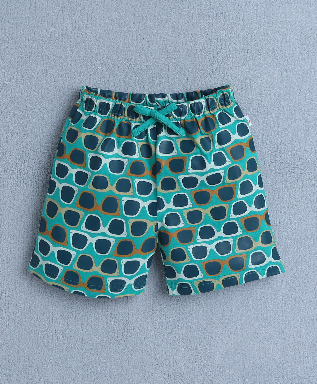 Bumzee Blue & Green Graphic Print T-Shirt & Short Set, Half Sleeves, 100% Cotton