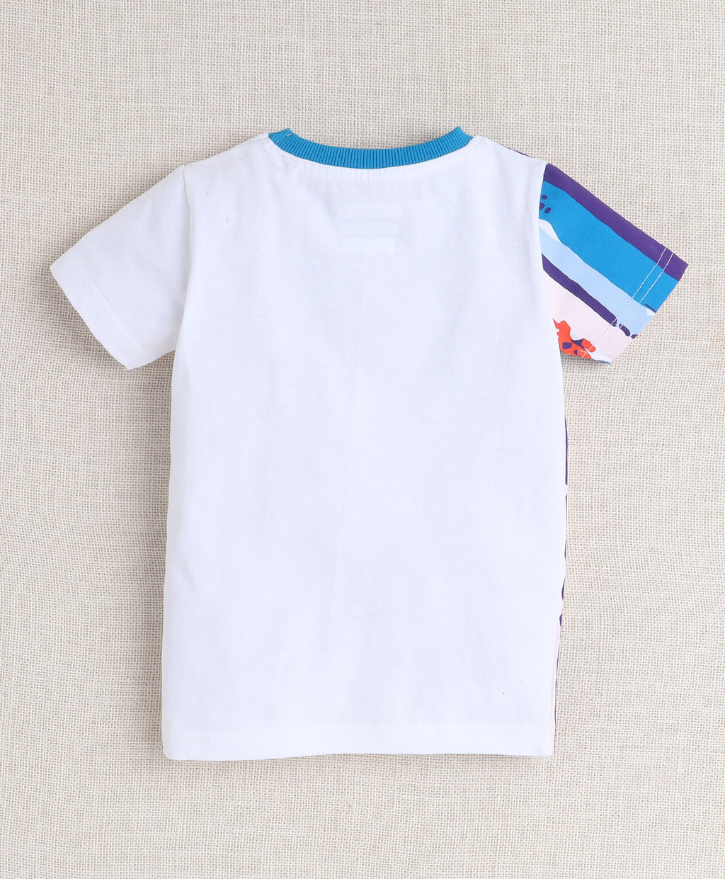Bumzee White & Blue Graphic Print T-Shirt & Short Set, Half Sleeves, 100% Cotton (Style Peb10314)