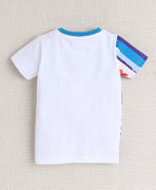 Bumzee White & Blue Graphic Print T-Shirt & Short Set, Half Sleeves, 100% Cotton (Style Peb10314)
