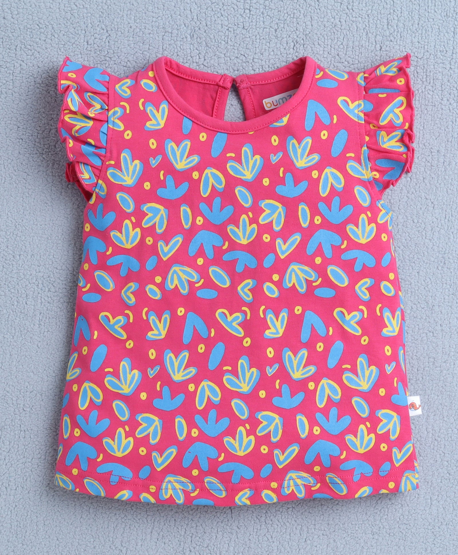 BUMZEE Pink & Blue Girls Sleeveless T-Shirt & Short Set