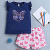 BUMZEE Navy & Pink Girls Sleeveless T-Shirt & Short Set