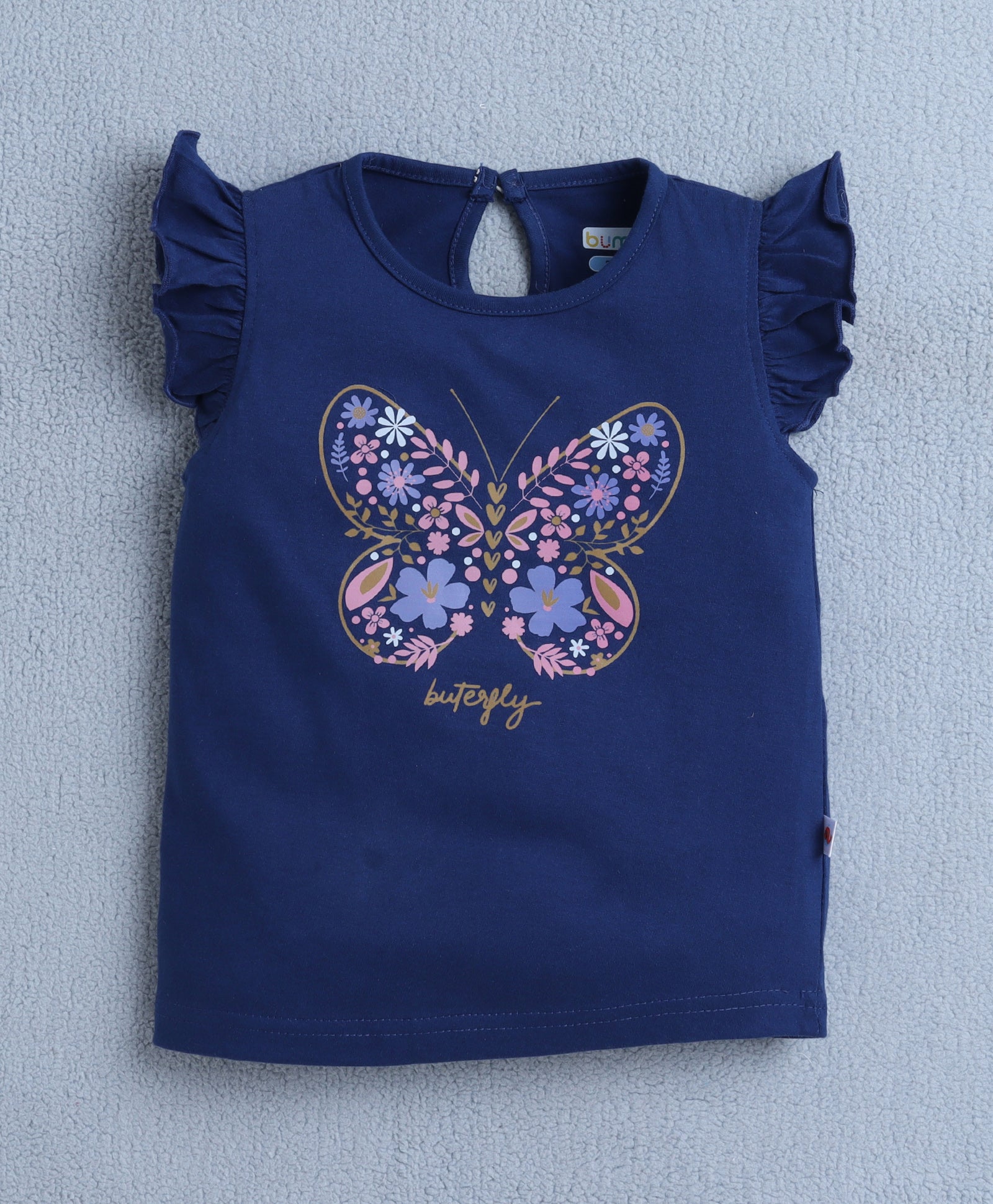 BUMZEE Navy & Pink Girls Sleeveless T-Shirt & Short Set