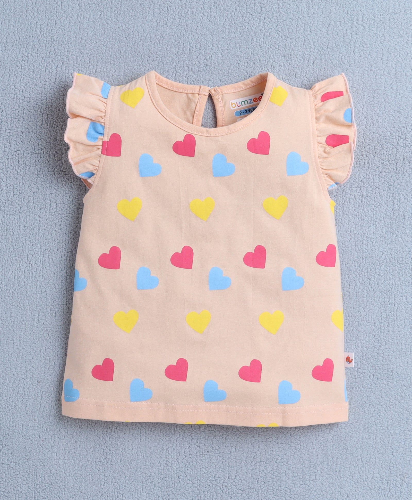 BUMZEE Peach & Pink Girls Sleeveless T-Shirt & Short Set