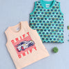 BUMZEE Peach & Green Boys Sleeveless T-Shirt Pack Of 2