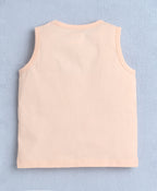 Bumzee Peach & Green Graphic Print T-Shirt, Pack of 2, Sleeveless, 100% Cotton