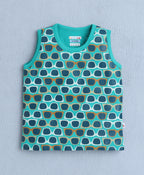 Bumzee Peach & Green Graphic Print T-Shirt, Pack of 2, Sleeveless, 100% Cotton