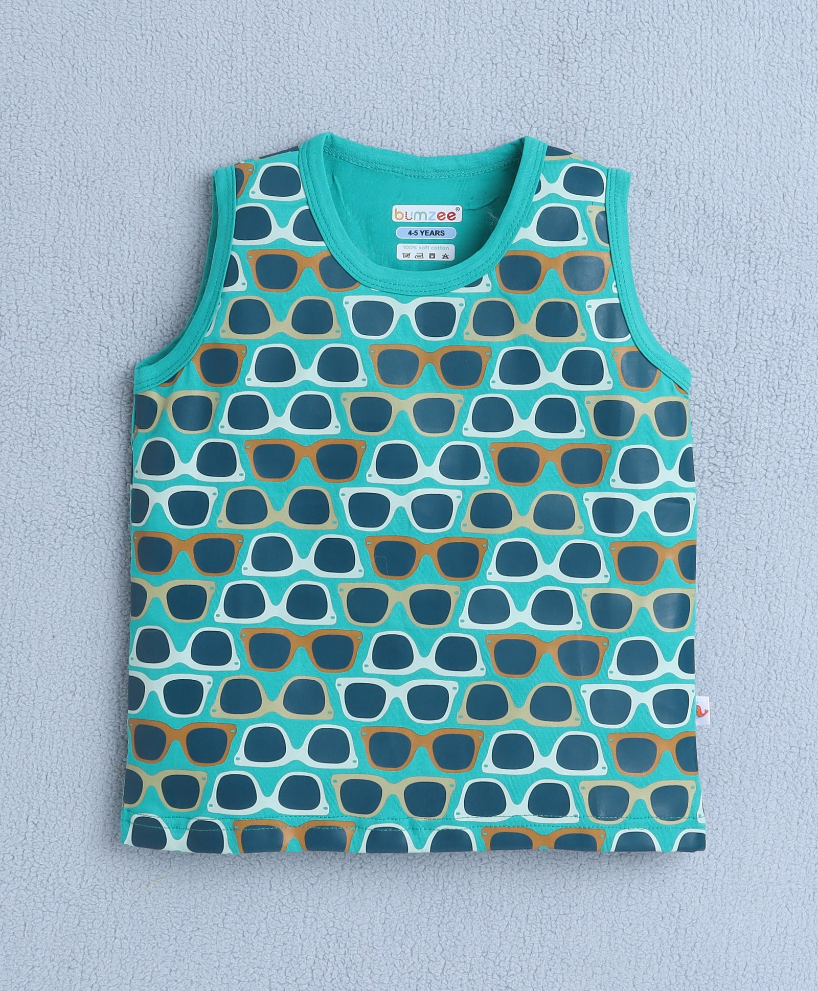 BUMZEE Peach & Green Boys Sleeveless T-Shirt Pack Of 2