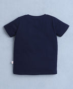 Bumzee Navy & Yellow Animal Print T-Shirt, Pack of 2, Half Sleeves, 100% Cotton