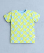 Bumzee Navy & Yellow Animal Print T-Shirt, Pack of 2, Half Sleeves, 100% Cotton