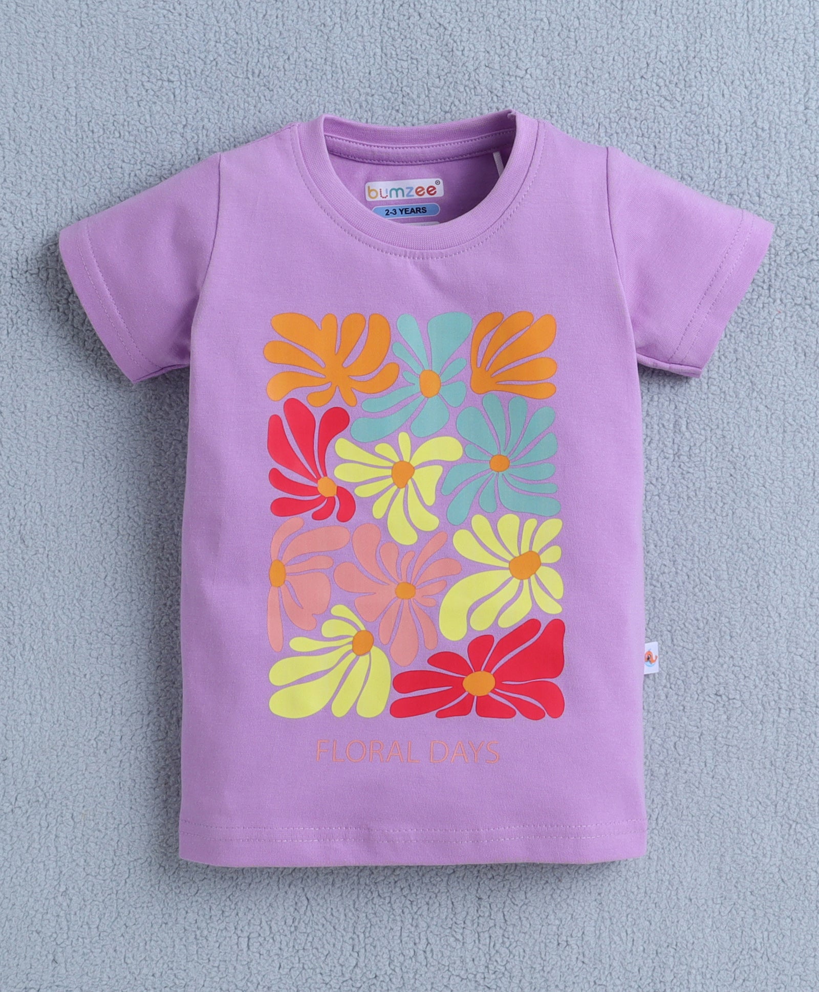 BUMZEE Lavender & Multi Girls Half Sleeves T-Shirt Pack Of 2