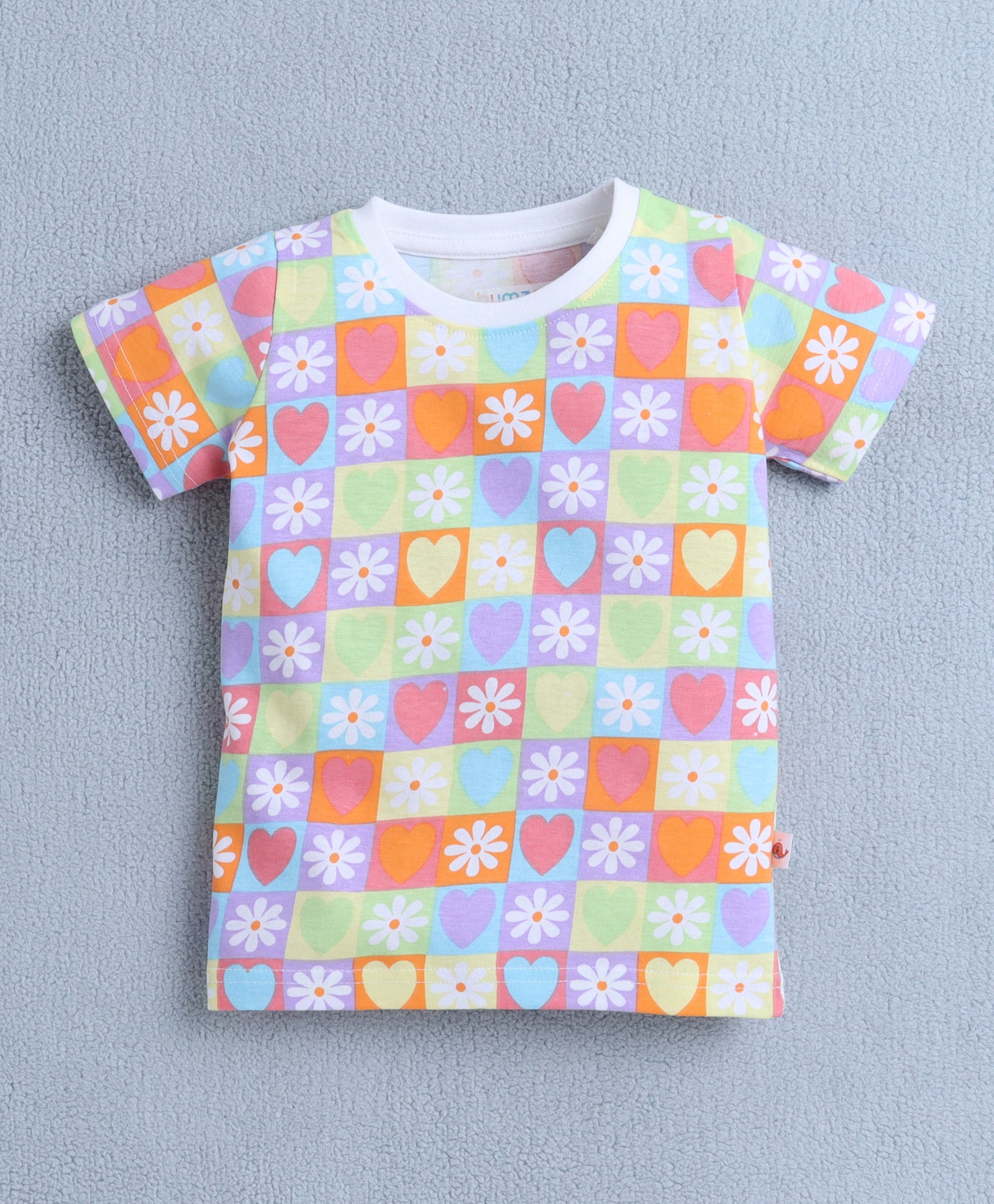 BUMZEE Blue & Multi Girls Half Sleeves T-Shirt Pack Of 2