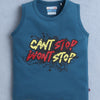 BUMZEE Teal & Orange Boys Sleeveless T-Shirt & Short Set