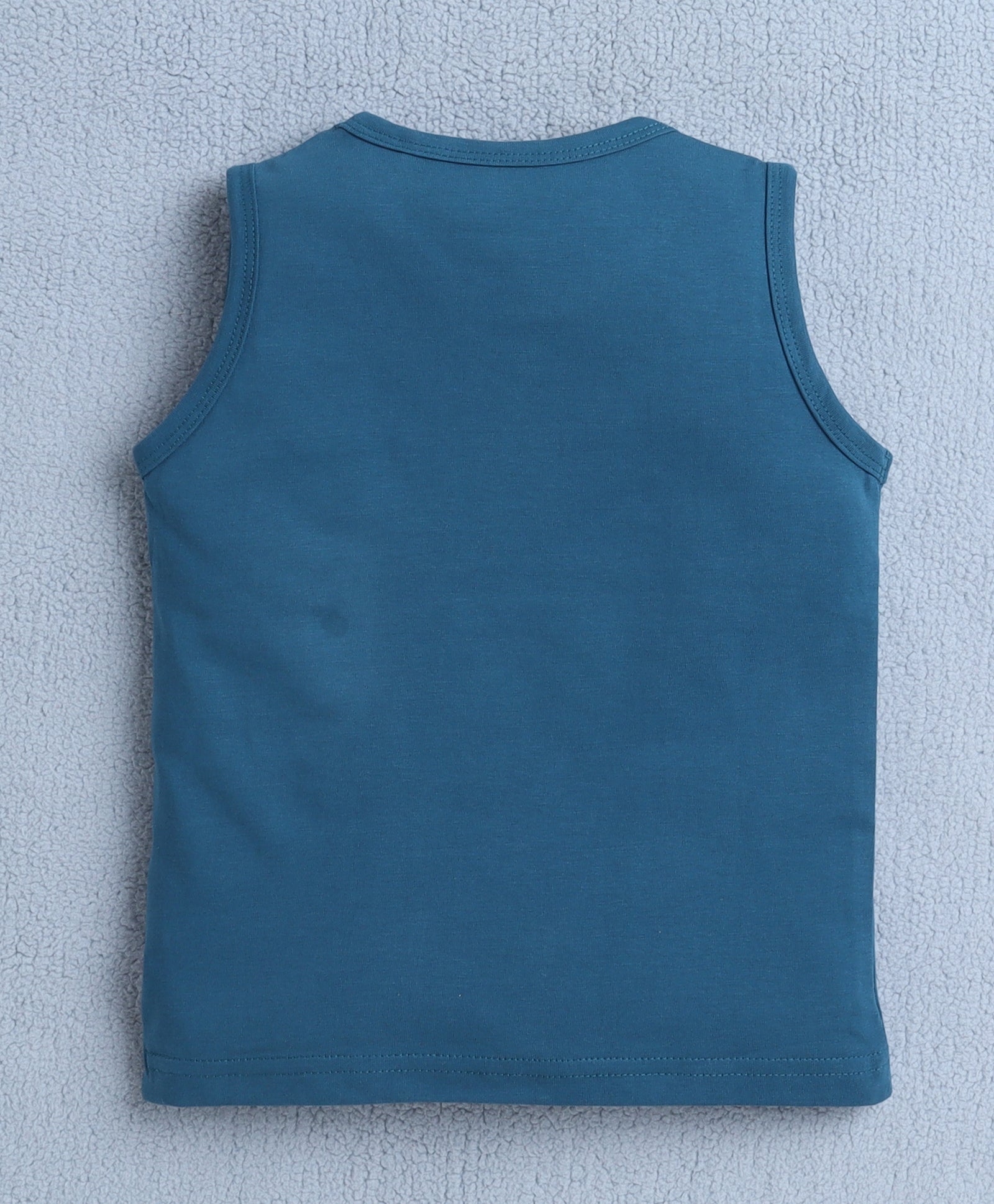 BUMZEE Teal & Orange Boys Sleeveless T-Shirt & Short Set