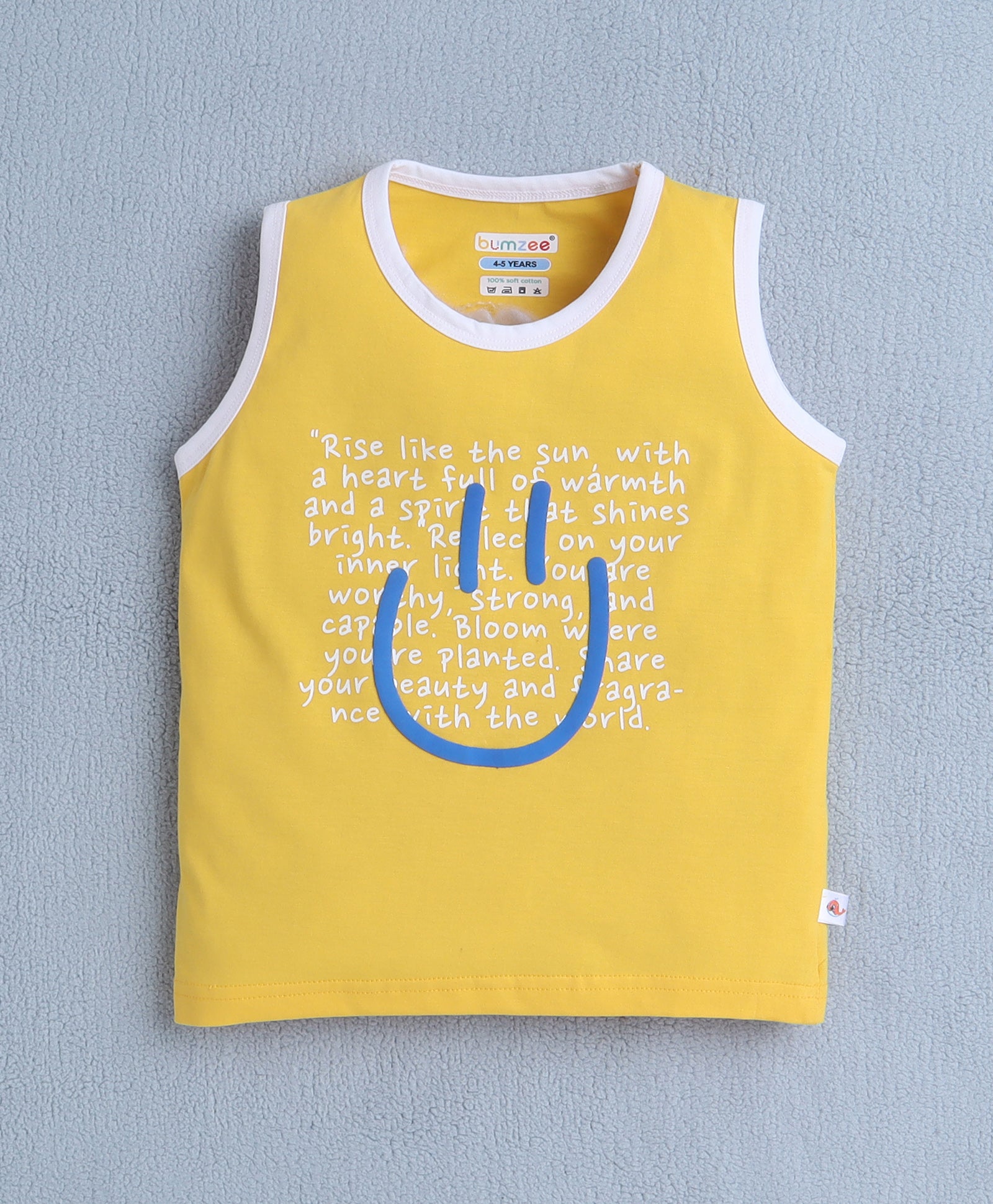 BUMZEE Yellow & Royal Blue Boys Sleeveless T-Shirt & Short Set