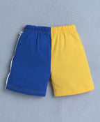 Bumzee Yellow & Royal Blue Graphic Print T-Shirt & Short Set, Sleeveless