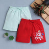 BUMZEE Red & Pista Green Boys Shorts Pack Of 2