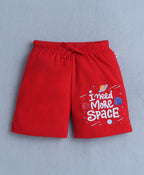 Bumzee Red & Pista Green Graphic Print Shorts, Pack of 2, 100% Cotton