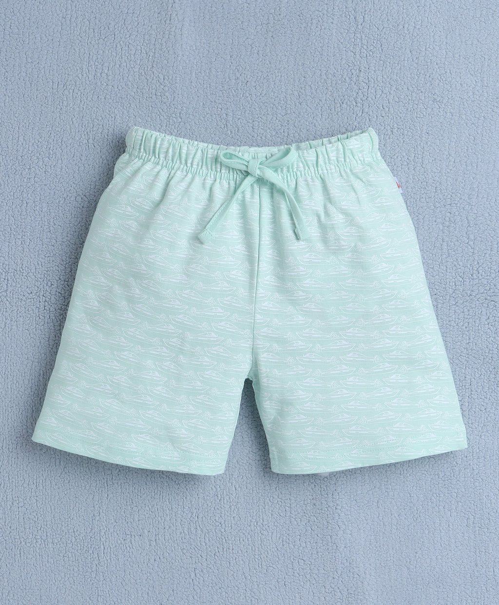 Bumzee Red & Pista Green Graphic Print Shorts, Pack of 2, 100% Cotton