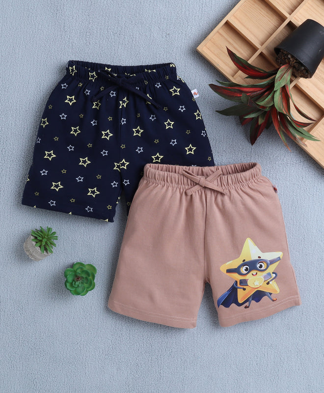 BUMZEE Brown & Navy Boys Shorts Pack Of 2